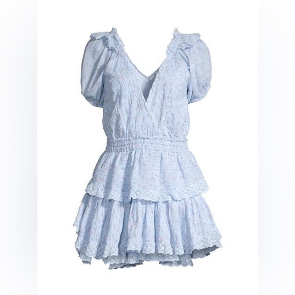 LoveShackFancy Bella Blue Floral Carlo Dress Size Medium New Without Tags - Picture 2 of 5